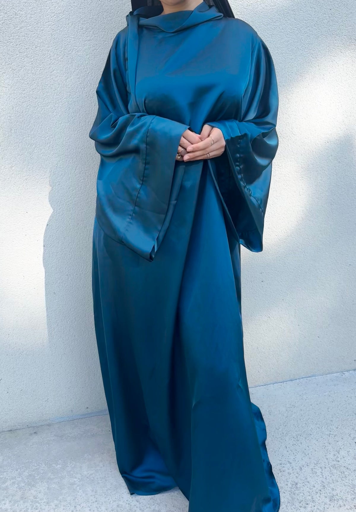 Robe Longue Satin — Bleu Pétrole