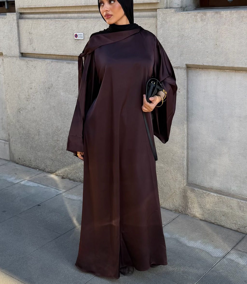 Robe Longue Satin — Marron