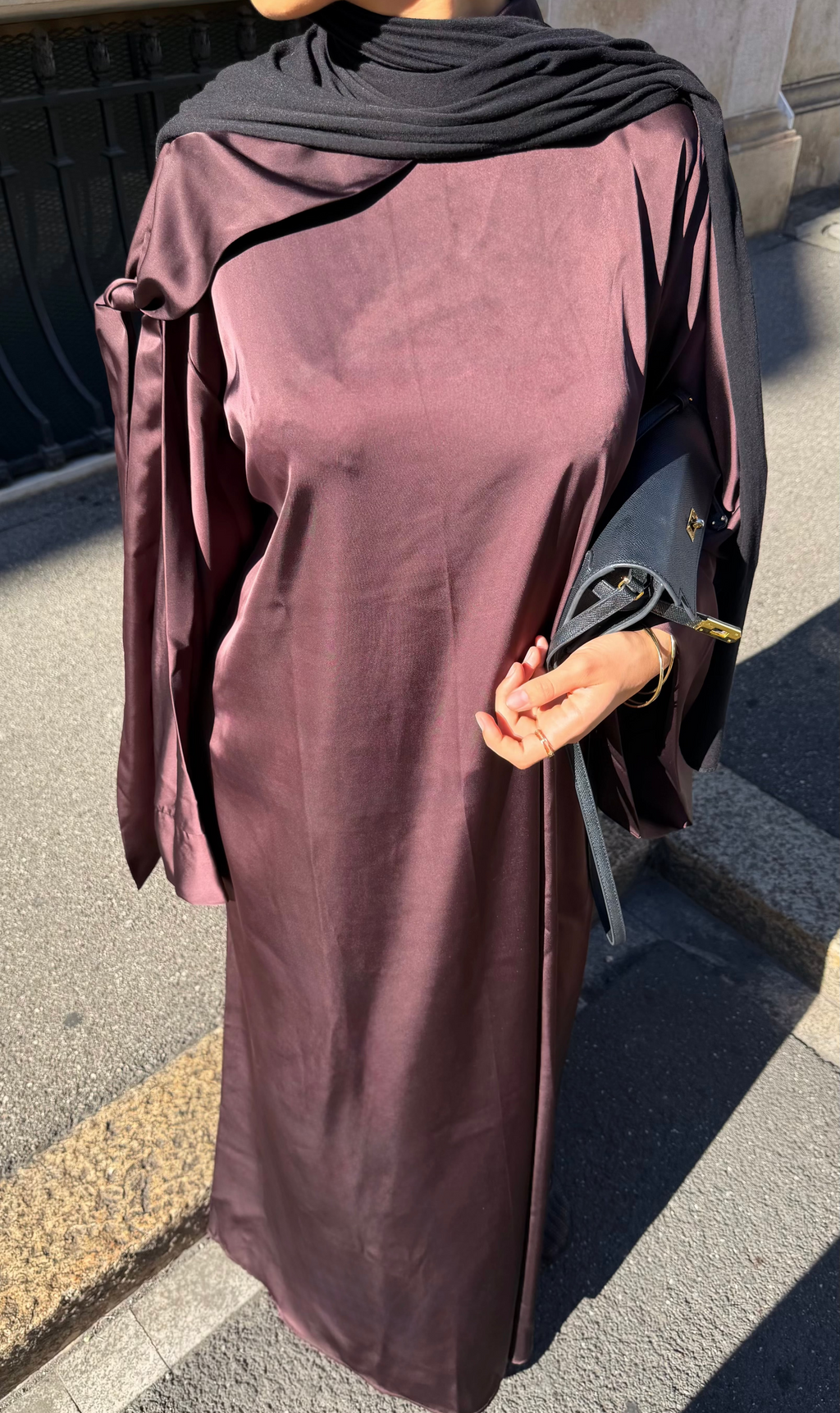 Robe Longue Satin — Marron