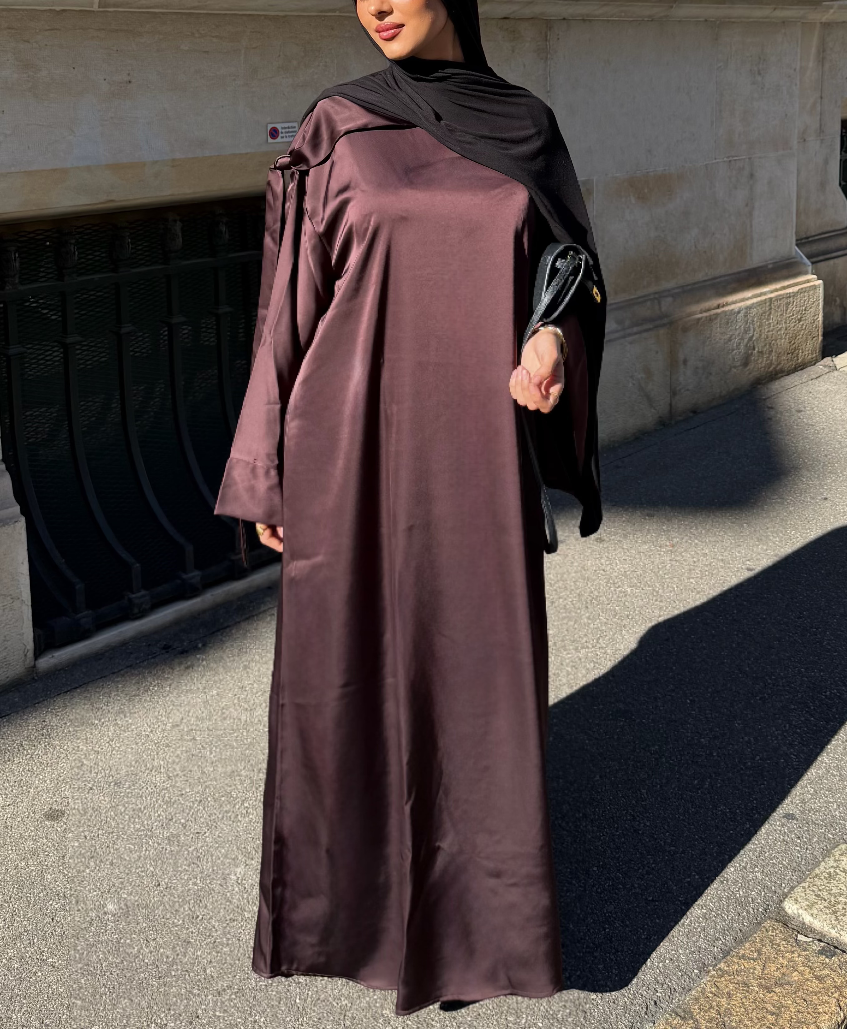 Robe Longue Satin — Marron