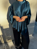 Blouse Asymétrique Satin — Bleu Pétrole