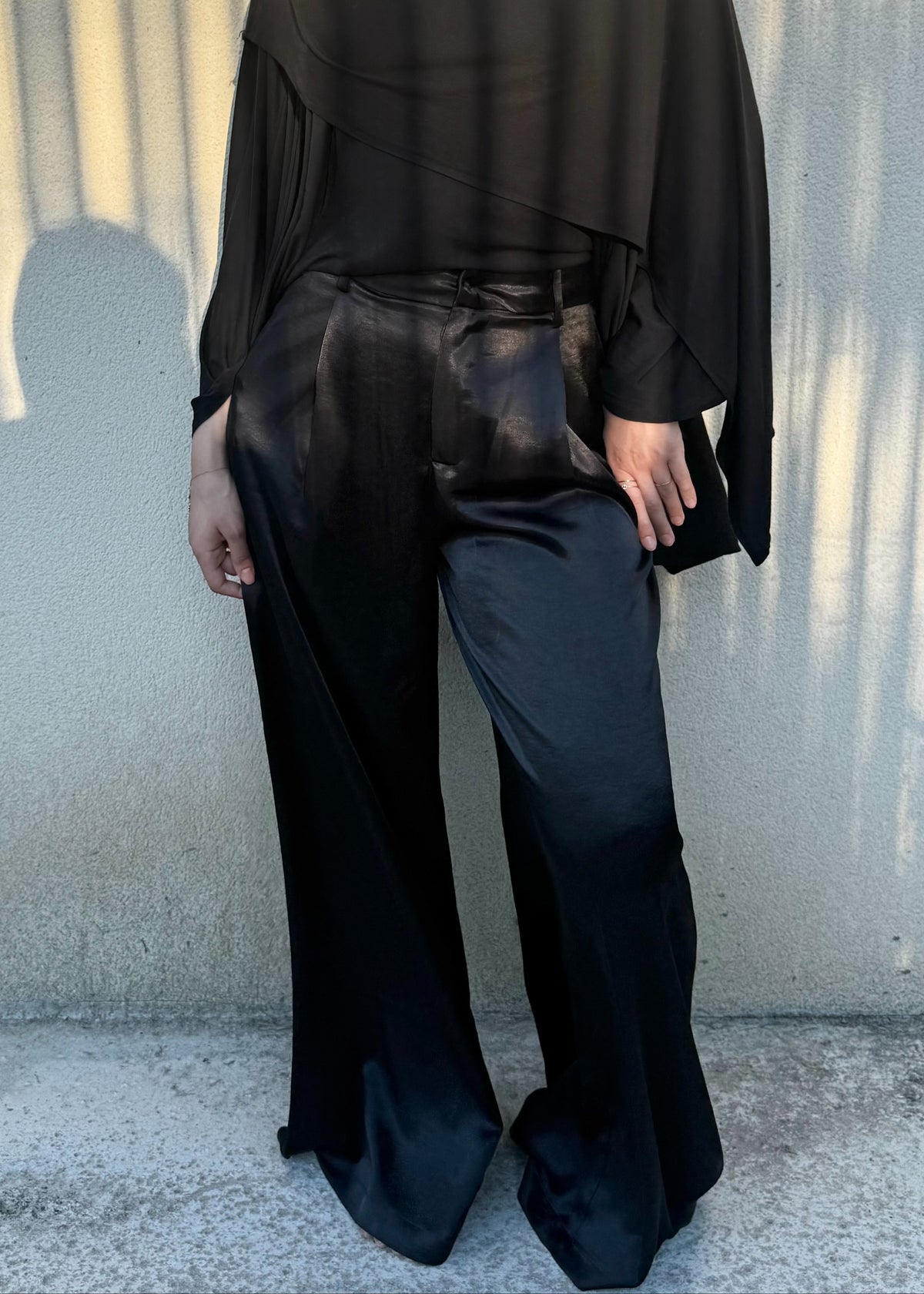 Pantalon Palazzo Satiné — Noir