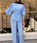 Ensemble en lin bleu